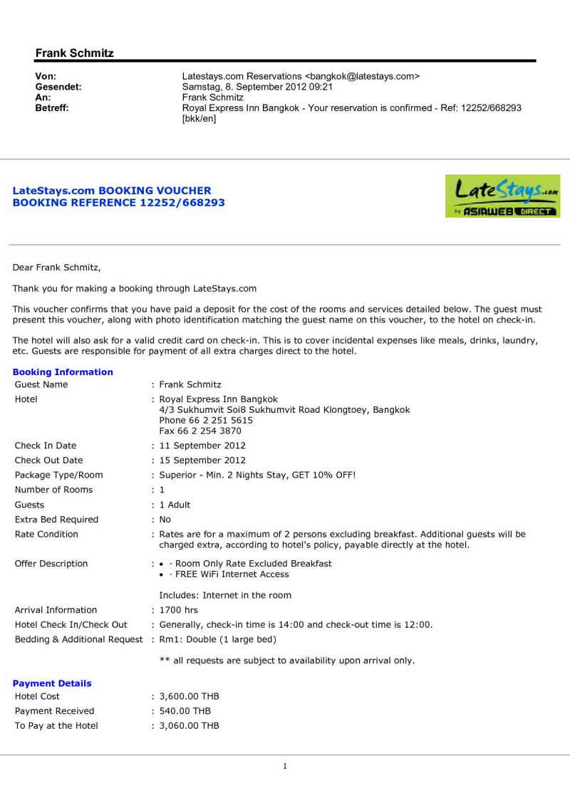 Urlaub Sommer 2012 5 Hotel Bangkok